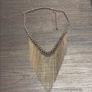 Gold waterfall curtain necklace